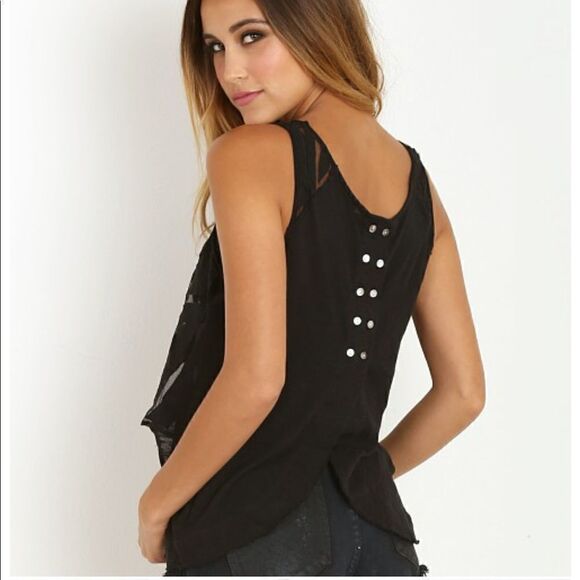 Free People Ginger Cutwork black top XS - Picture 2 of 13